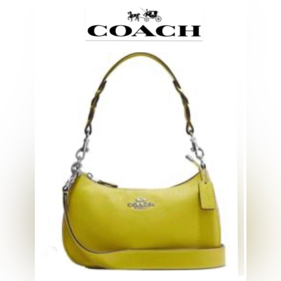 Coach Handbags - COACH Teri Shoulder bag/Crossbody Leather Signature light Khaki Key Lime. NWT.